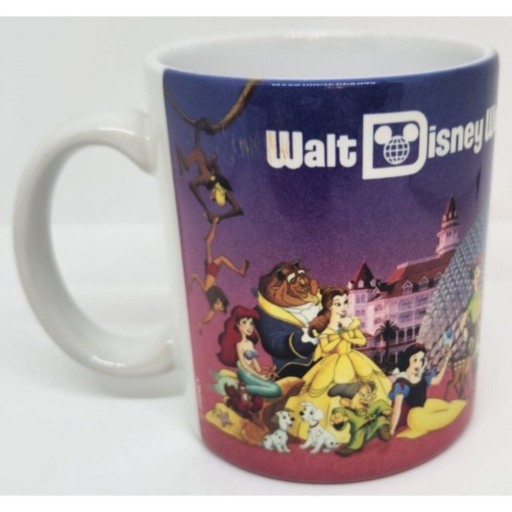 Vintage Walt Disney World Character Theme Park Panoramic Picture Mug Coffee Tea